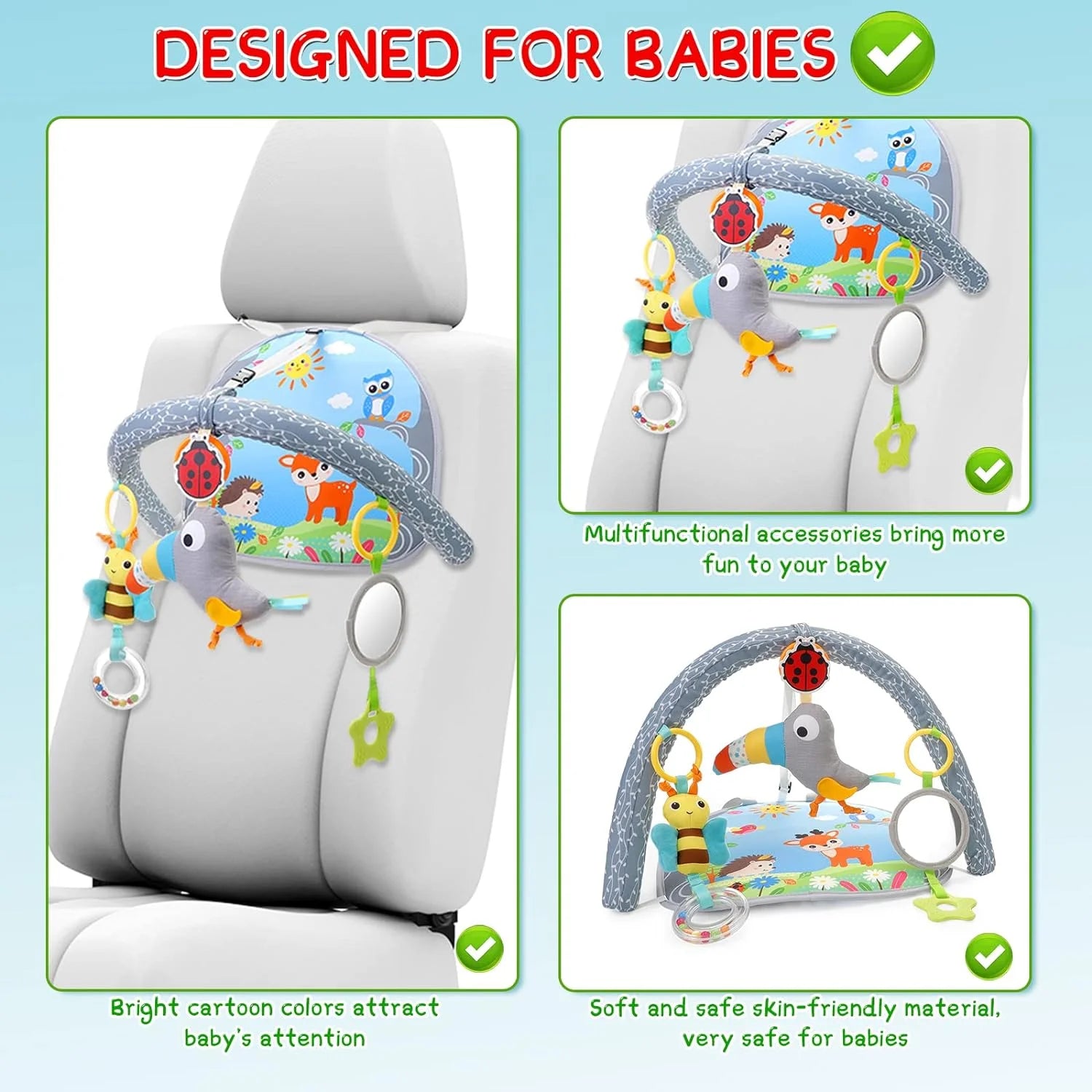 Adjustable Infant Car Seat Toys: Sensory Hanging Toy for Babies on the Go - householdessential