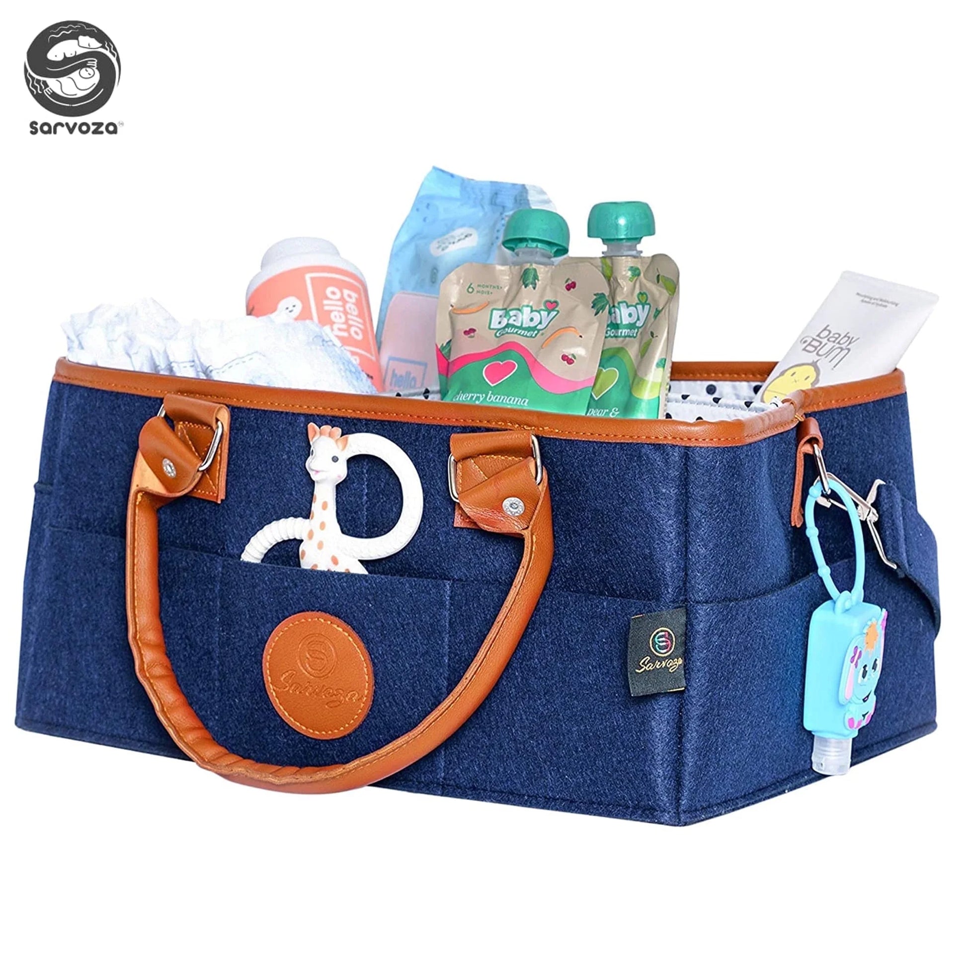 Diaper Caddy Organizer Bag Storage Tote for Baby Stuff Gifts for Moms Navy Blue - householdessential