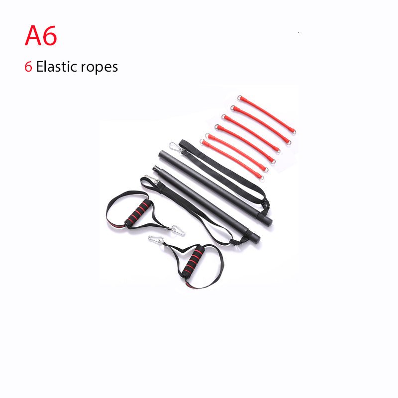 Body Workout Trainer Bar with Resistance Bands Rubber Buckles - householdessential