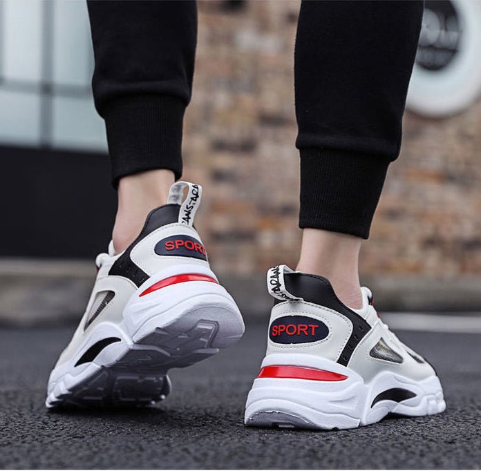White Sneakers Men Non Slip Walking Running Shoes Sports - householdessential