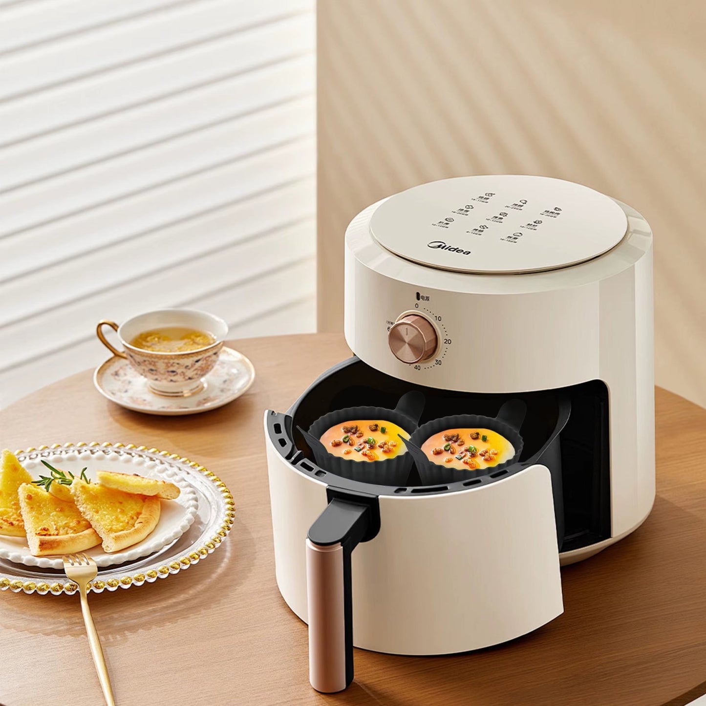 Non-Stick Silicone Bakeware Set for Air Fryer with Egg Poacher Cups - householdessential