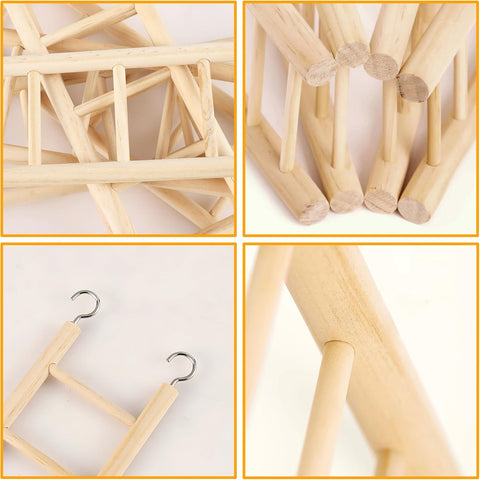 5Pcs Wooden Bird Ladder for Parrots Cage 5 Basic Sizes Perch Parakeet Climbing Toys Hanging Pet Natural Step Cockatoo Lovebirds