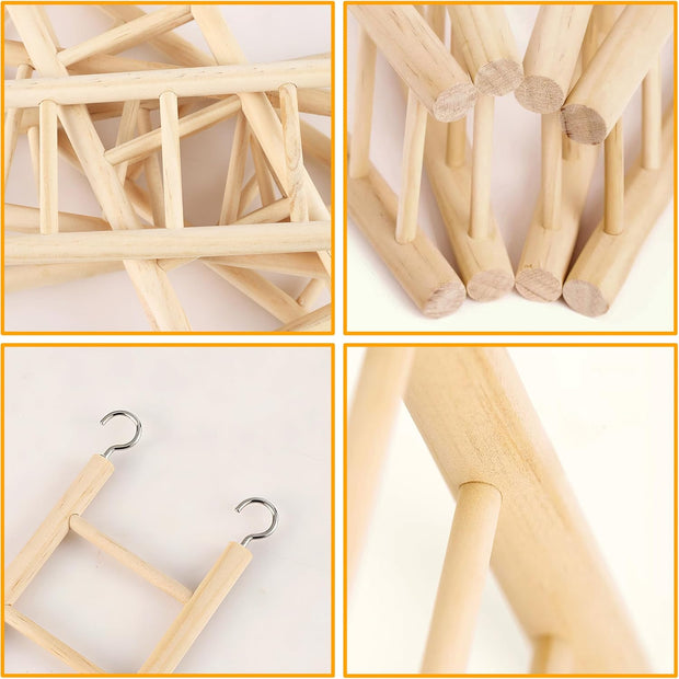 5Pcs Wooden Bird Ladder for Parrots Cage 5 Basic Sizes Perch Parakeet Climbing Toys Hanging Pet Natural Step Cockatoo Lovebirds