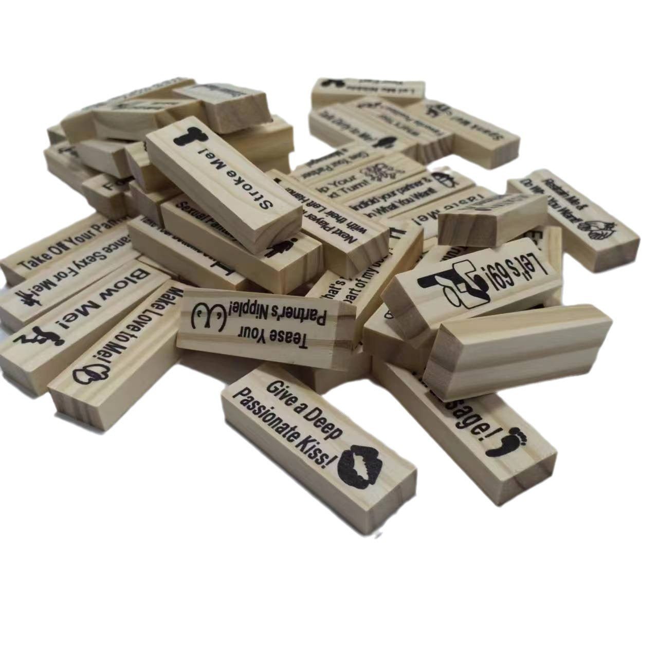 Romantic Couples Stacking Game Night Fun Valentines Intimacy Jenga Block Tower Set - householdessential