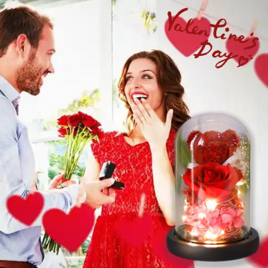 Eternal Rose Valentine's Day Gift Box with Teddy Bear - Preserved Forever - householdessential