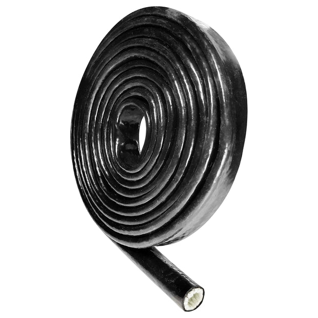 1-1/2" ID Heat Shielded Fire Thermo Armor Fire Sleeve Silicone Coated Fiberglass for Hose Lines & Electrical Wiring Black 3 feet