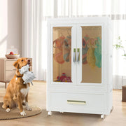 QudraKast Pet Wardrobe Closet Dog Closet - Stackable Storage Bins with Doors Wheels and Hanging Rods - Stackable Drawers Closet - Pet Accessories Dog Toys Pet Clothes