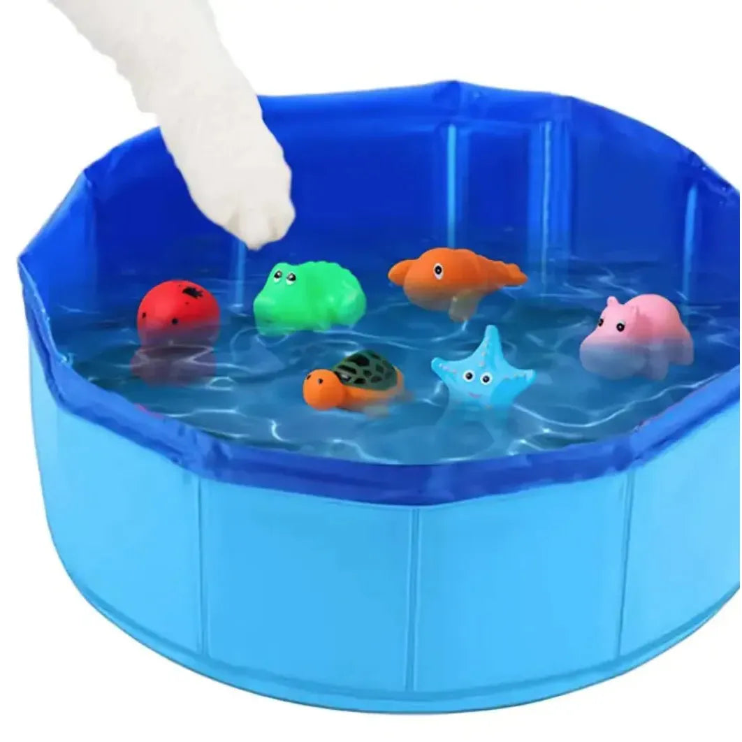 Foldable Pet Pool with Vinyl Toys - householdessential