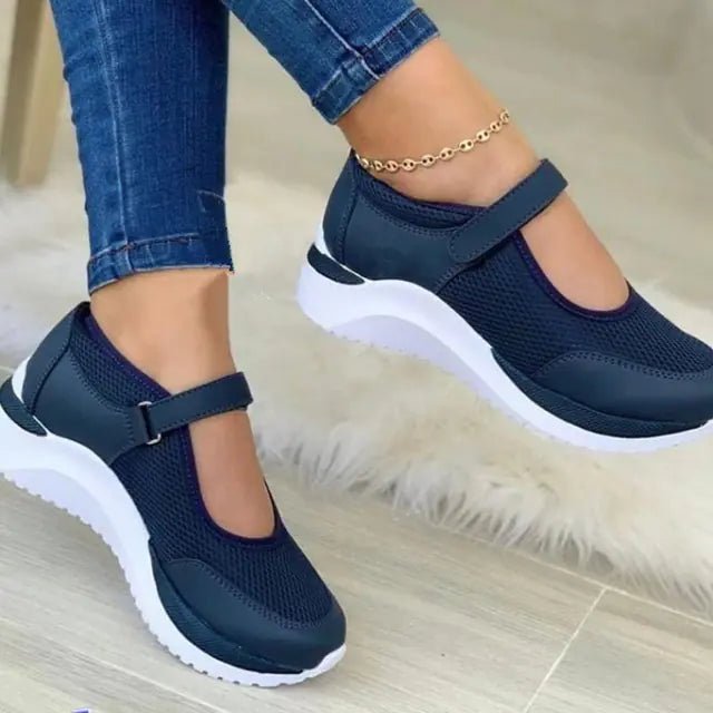 Breathable Mesh White Sports Shoes for Women - householdessential