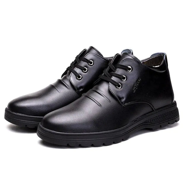 Plush High-Top Leather Shoes for Men