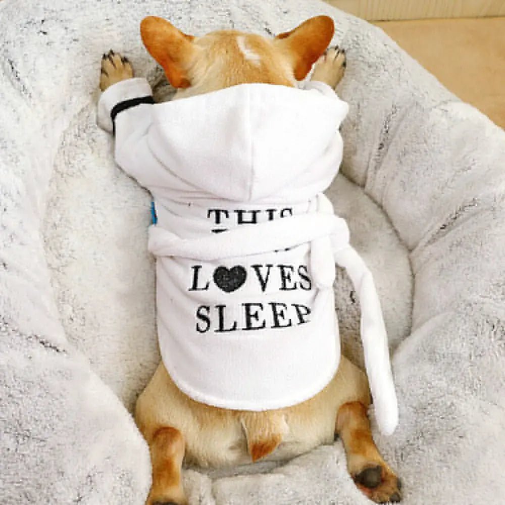 Hooded Pajamas Dog Bathrobe - White Dog Clothing - householdessential
