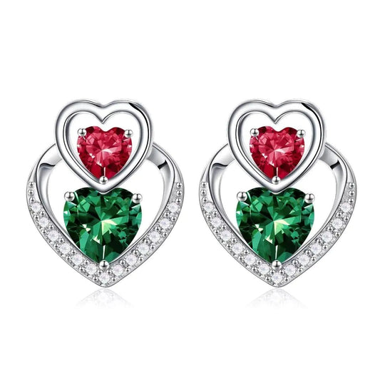 Iefil Gifts for Women Wife Girlfriend Birthstone Stud Earrings Birthday Gifts for Women Anniversary Christmas Gifts for Her Emerald Ruby Earrings May July Birthstone Jewelry - householdessential