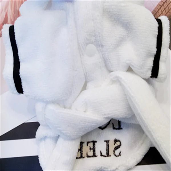 Hooded Pajamas Dog Bathrobe - White Dog Clothing - householdessential