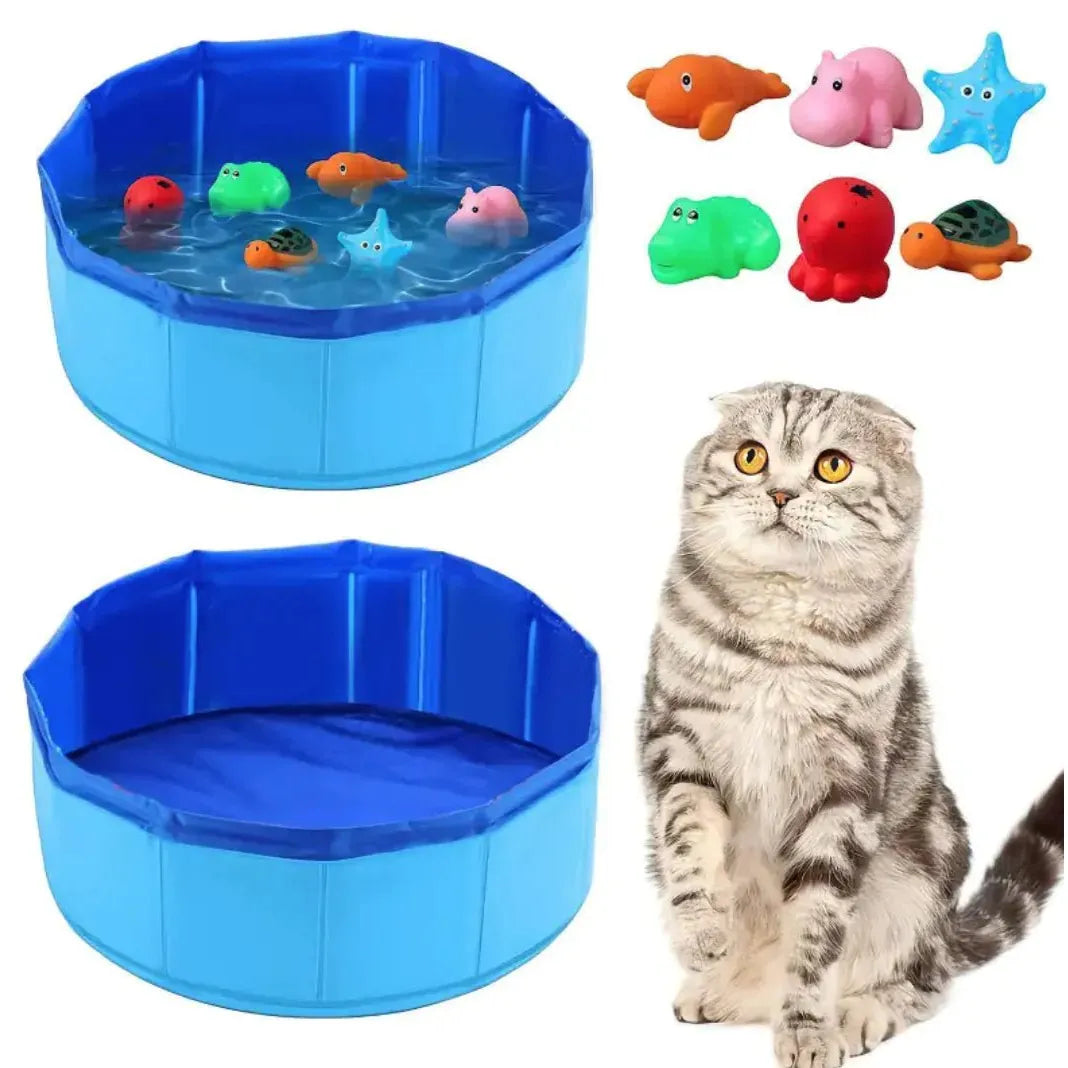 Foldable Pet Pool with Vinyl Toys - householdessential