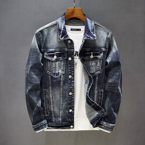 Casual Long-Sleeved Denim Jacket for Men