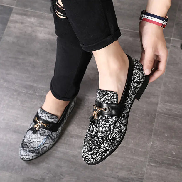 Fringed Leather Peas Shoes for Men