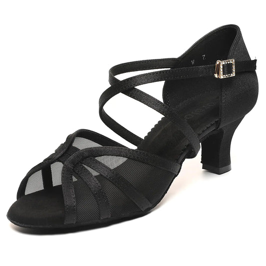 Breathable Mesh Dance Shoes Women Low Heel Salsa Ballroom Shoes - householdessential