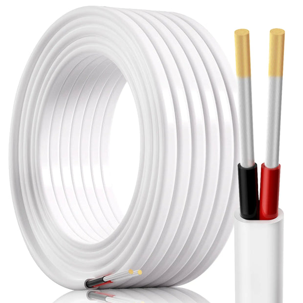 DOAUTO 10 Gauge 27FT Marine Grade Wire Tinned Copper Duplex Spool Safety Boat Speaker Cable 10/2 Stranded Color-Coded Insulated White PVC Flat Jacket Electrical Wires Cable for Marine RED/Black