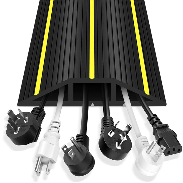 Floor Cord Cover Heavy Duty Floor Cable Cover 6 Ft Cable Protector 3 Channels Outdoor Wire Covers for Cords Extension Cord Cover for Cable Management Electrical Cord Hider Easy to Unroll Black