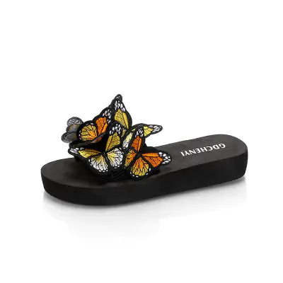 Embroidered Bow Sandals - Flat Shoes for Women