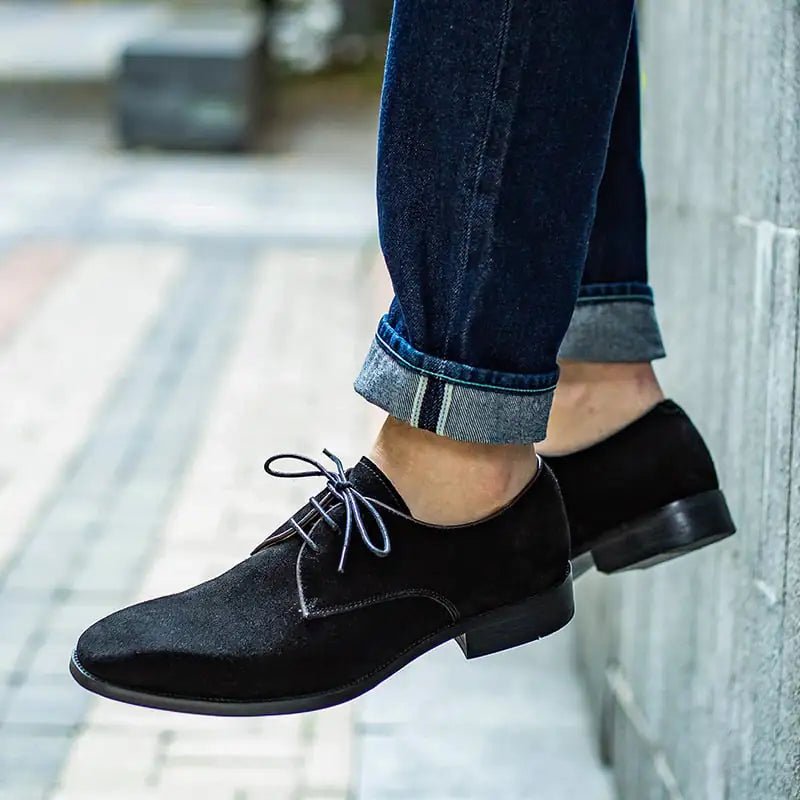Handmade Suede Leather Derby Shoes for Men - householdessential