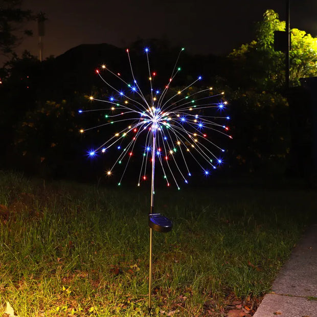 LED Solar Ground Fireworks Lanterns with Colorful Lights