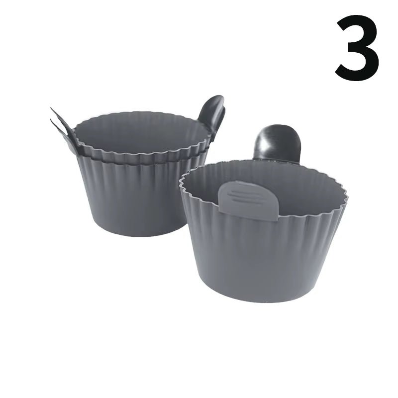 Non-Stick Silicone Bakeware Set for Air Fryer with Egg Poacher Cups - householdessential