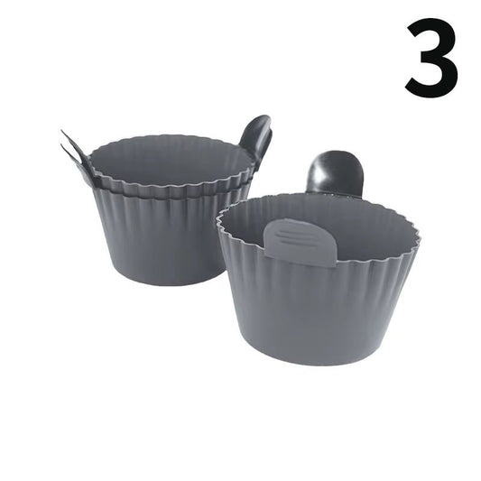 Non-Stick Silicone Bakeware Set for Air Fryer with Egg Poacher Cups - householdessential