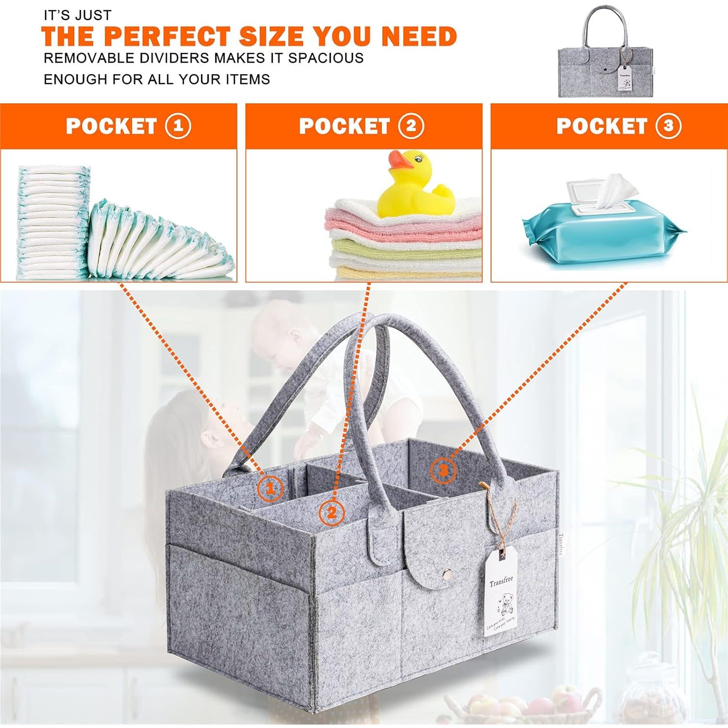 Portable Diaper Organizer - Nursery Storage Basket - Car Diaper Caddy Gift Set - householdessential