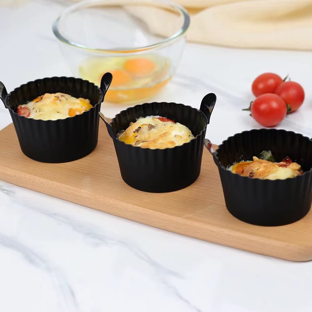 Non-Stick Silicone Bakeware Set for Air Fryer with Egg Poacher Cups - householdessential