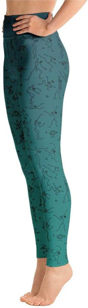 Blue-Green Ombre 'Debbie'S Dancers' Original Art Leggings by