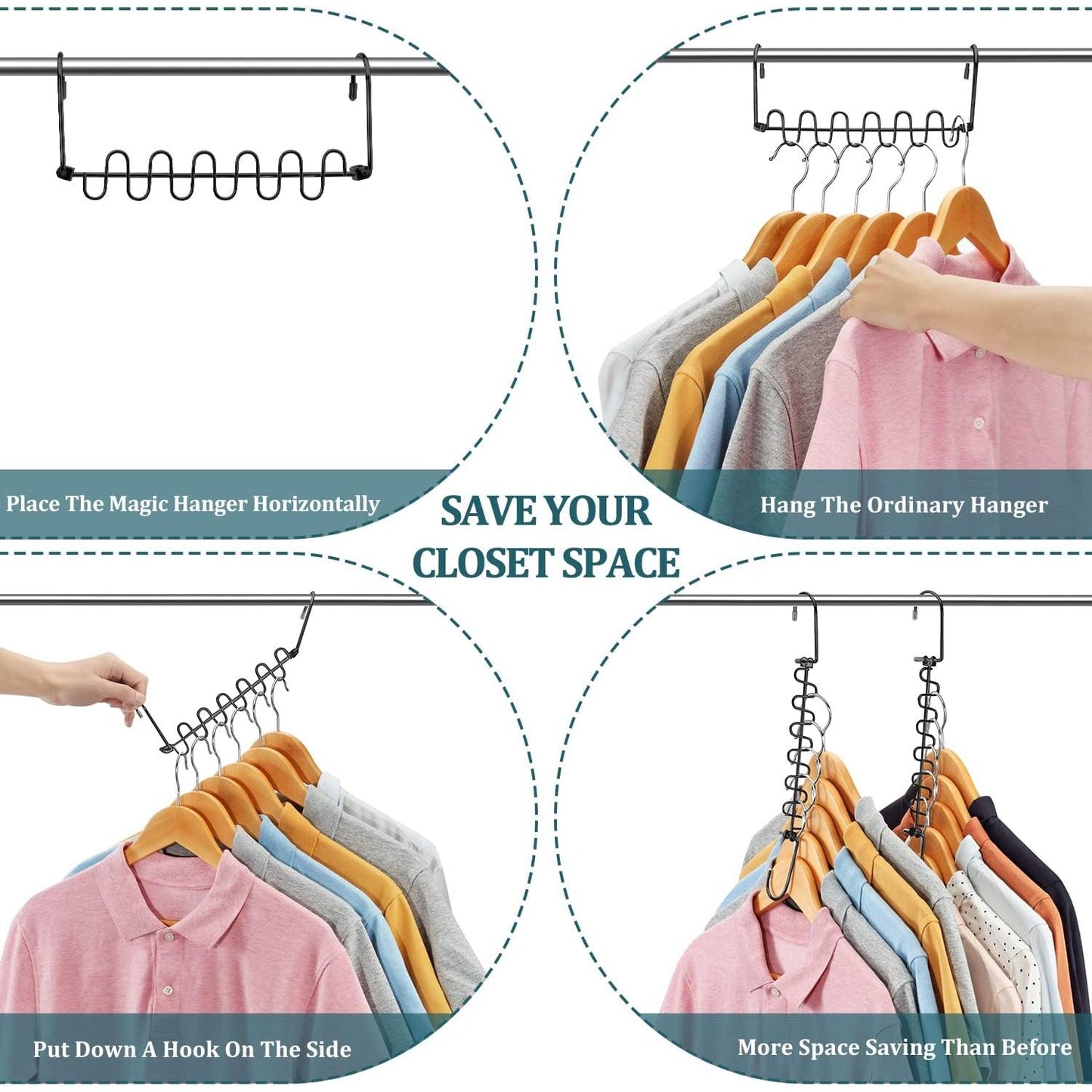 20 Pack Space Saving Hanger Organizers for Apartment Storage, Closet Organizer Solutions - householdessential