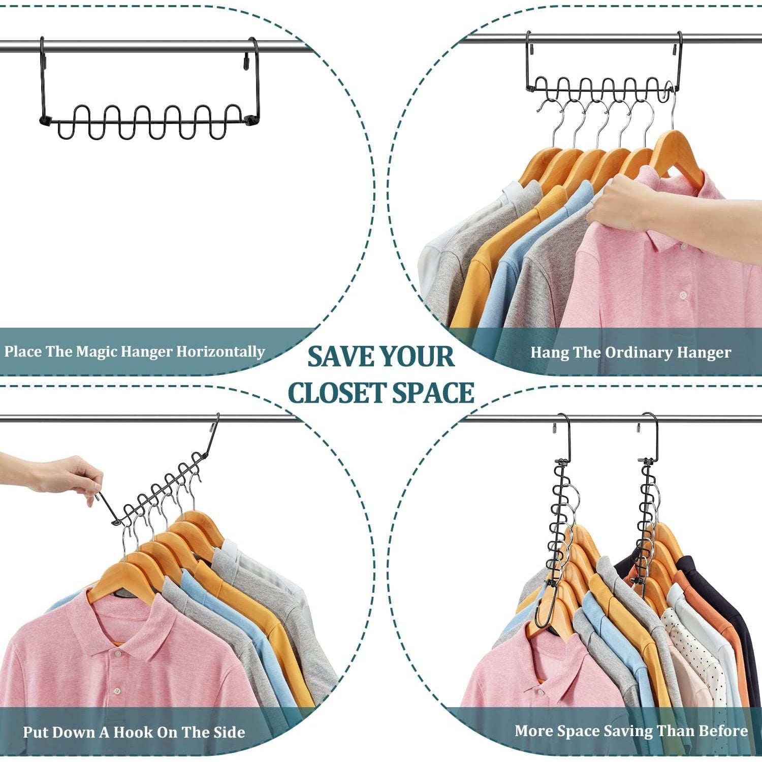 20 Pack Space Saving Hanger Organizers for Apartment Storage, Closet Organizer Solutions - householdessential