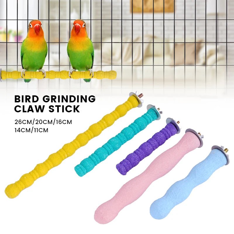 Wooden Bird Perches and Parakeet Grinding Bar Set for Parrot Cage Accessories - householdessential