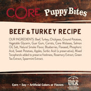 CORE Grain Free Puppy Bites, Beef & Turkey Recipe, 3 Oz Bag