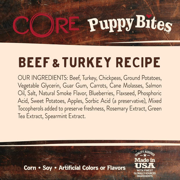 CORE Grain Free Puppy Bites, Beef & Turkey Recipe, 3 Oz Bag