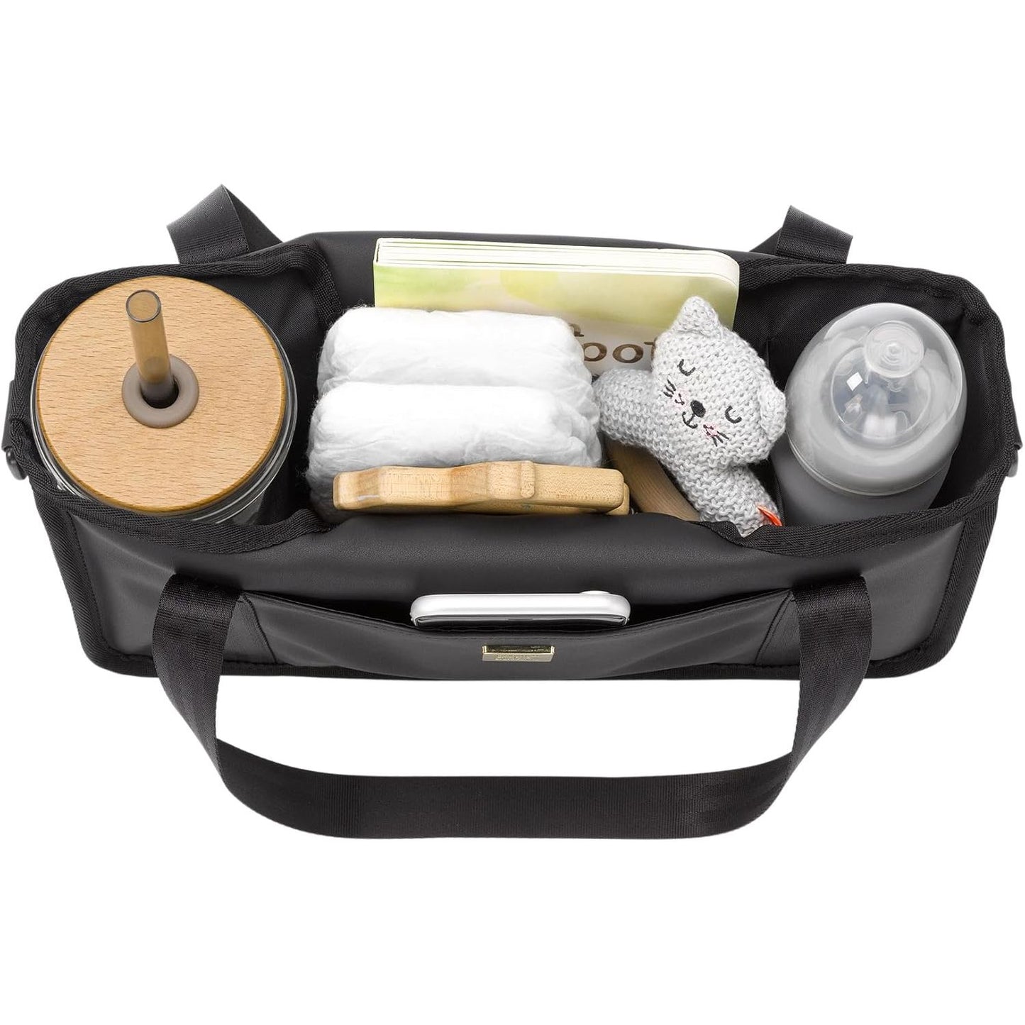 Wander Stroller Caddy, Perfect for Organization, Multiple Carry Positions, Fits Most Strollers, Black - householdessential