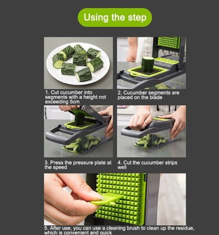 16 In 1 Vegetable Chopper, Salad Fruit Vegetable Food Chopper Slicer Peeler - householdessential