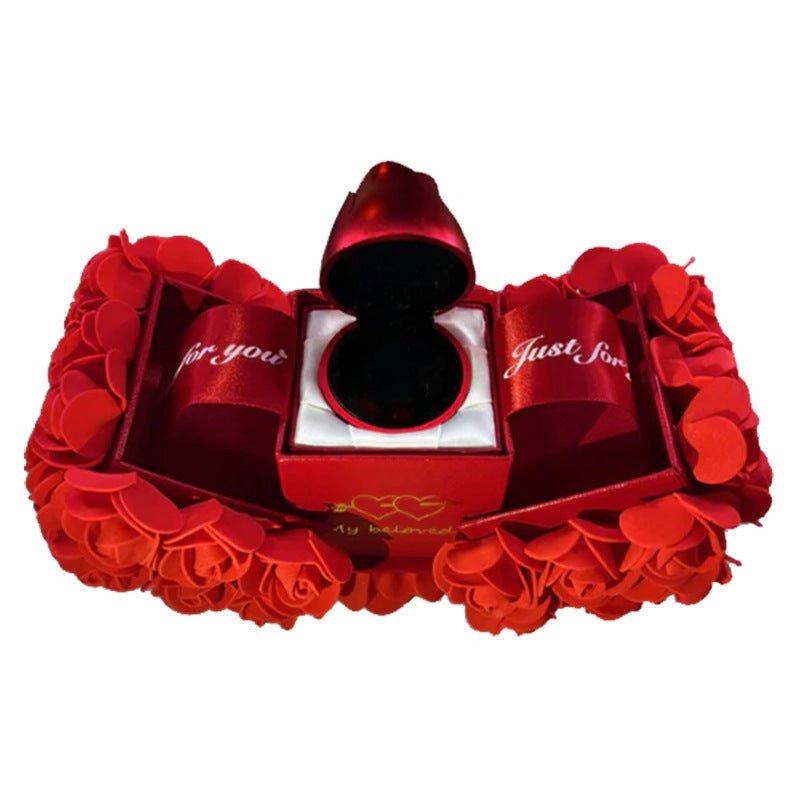 Valentine Gift Box Soap Rose Jewellery Set Eternal Flower Present - householdessential