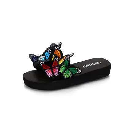 Embroidered Bow Sandals - Flat Shoes for Women