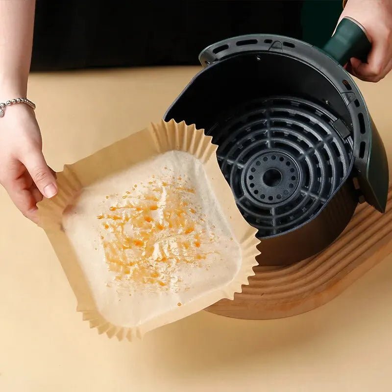 Eco-Friendly Air Fryer Paper Liners - 50 Pcs Set Disposable Parchment Sheets - householdessential