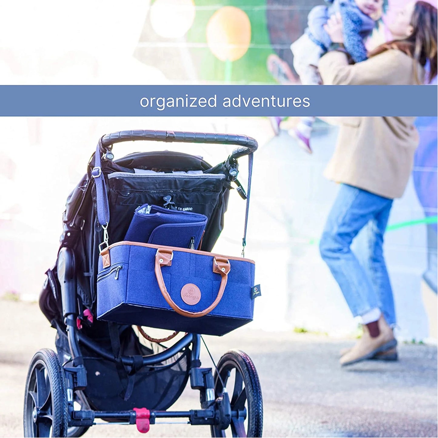 Diaper Caddy Organizer Bag Storage Tote for Baby Stuff Gifts for Moms Navy Blue - householdessential
