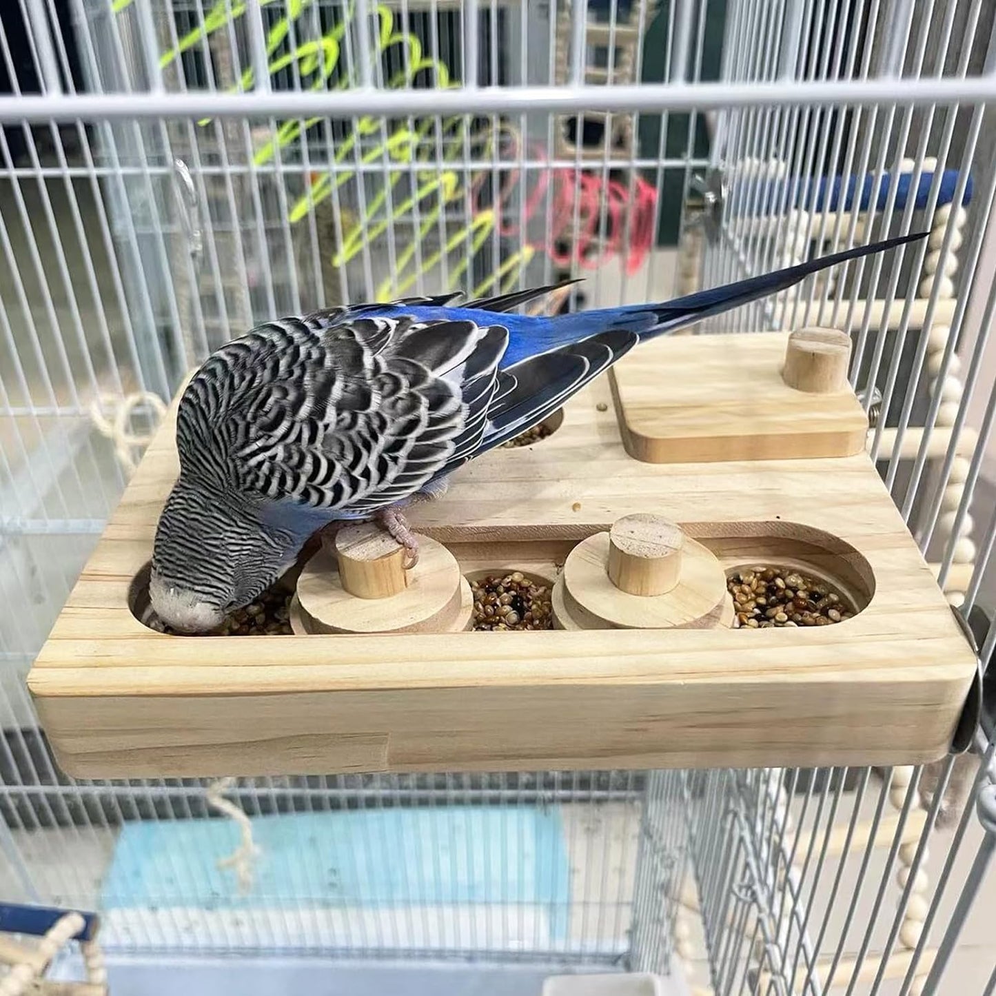 Wooden Parrot Foraging Feeder & Training Toys for Interactive Bird Fun - householdessential
