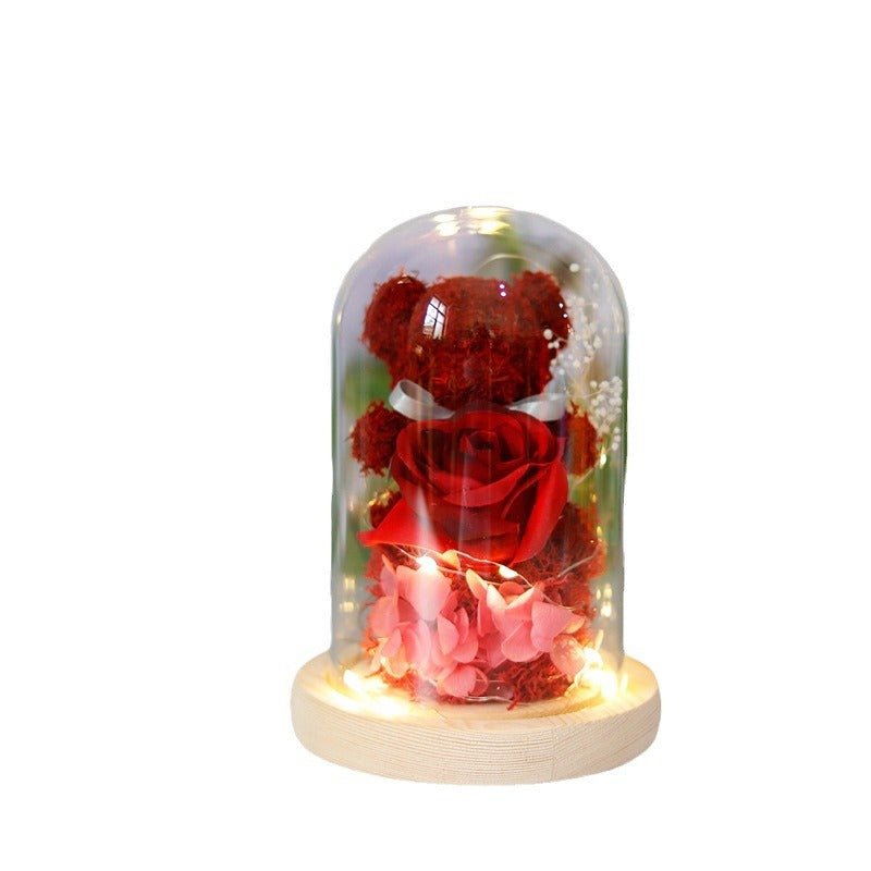 Eternal Rose Valentine's Day Gift Box with Teddy Bear - Preserved Forever - householdessential