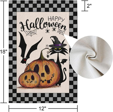 Halloween Garden Flag 12X18 Double Sided Mini Halloween Flag, Burlap Vertical Small Halloween Yard Flag Funny Halloween Pumpkin House Flag, Halloween Decorations Flag for Lawn Farmhouse Outdoor Decor
