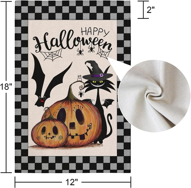 Halloween Garden Flag 12X18 Double Sided Mini Halloween Flag, Burlap Vertical Small Halloween Yard Flag Funny Halloween Pumpkin House Flag, Halloween Decorations Flag for Lawn Farmhouse Outdoor Decor