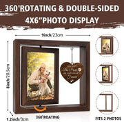 Dog Memorial Gift，Rotating Wooden Picture Frame for 4X6 Photo，Pet Sympathy and Bereavement Remembrance Gift for Dogs and Cats