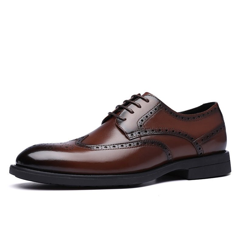 Fashion New Brogue Leather Shoes Men - householdessential