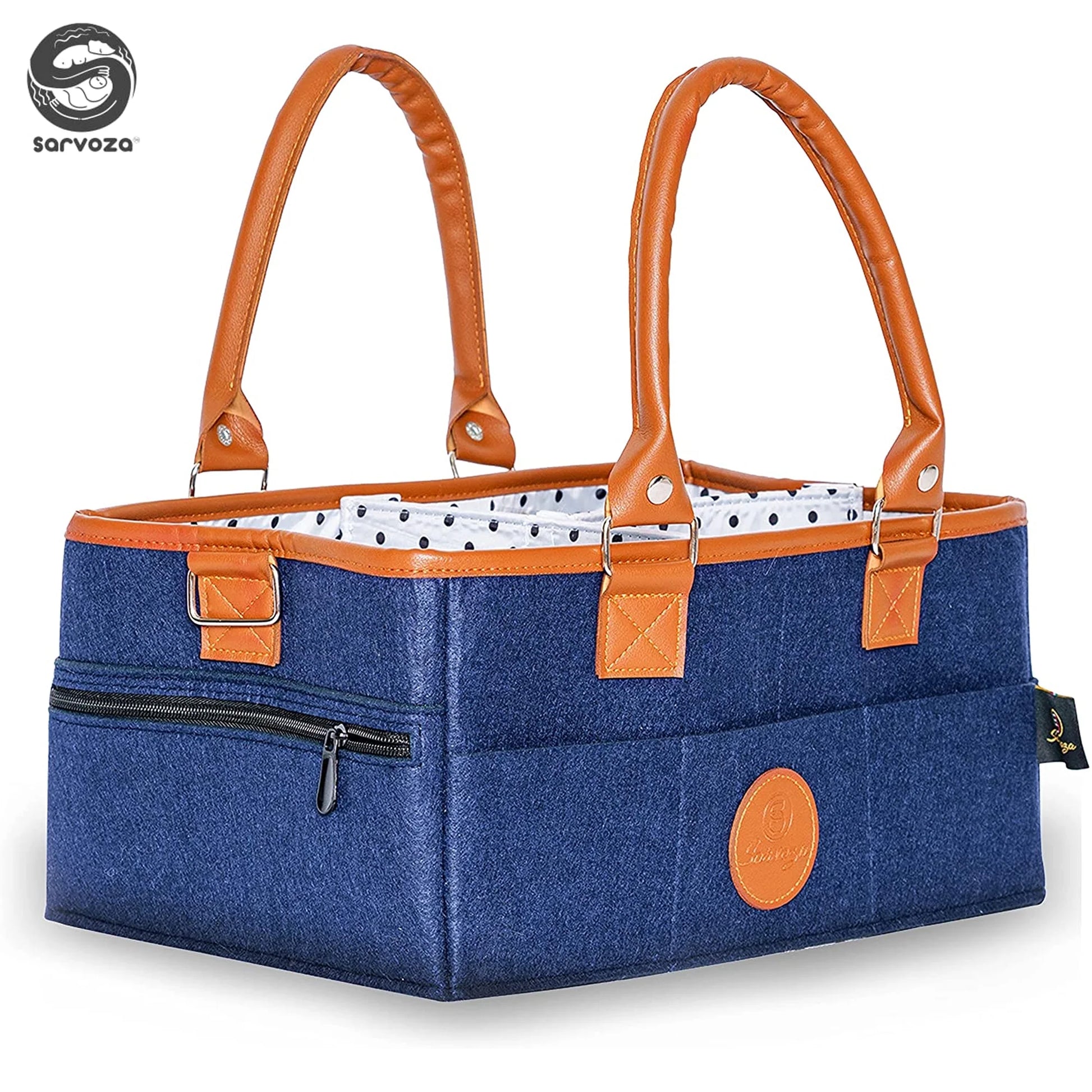 Diaper Caddy Organizer Bag Storage Tote for Baby Stuff Gifts for Moms Navy Blue - householdessential