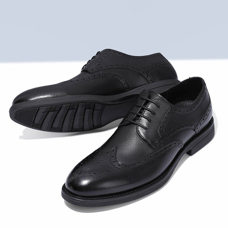 Fashion New Brogue Leather Shoes Men - householdessential